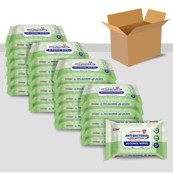 Advanced 75% Alcohol Antiseptic Hand Sanitizer Multipurpose Wipes ((50 Count x 24 Pack = 1200 Wipes))