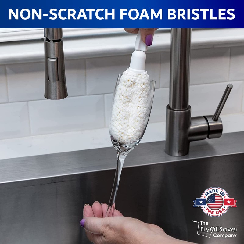 Flute and Stemware Wine Glass Cleaning Brush - Dishwasher Safe,
