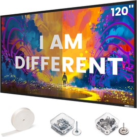 High gain 120 Inch Projector Screen - Wall Mounted - 2.6X Brightness and High Contrast 30% ALR -16:9 White Screen - by SilverMagic