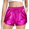 Haloumoning Girls Metallic Shorts Sparkly Dance Outfits Elastic Drawstring Shiny