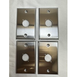 (4) Four Single Gang Blank Wall Plate One XLR Male or Female "D" Stainless Steel