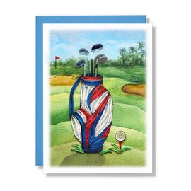 QUILLCRAFT Father's Day Card, Birthday, Dad Quilling Card for All Occasions, Golf, Fishing, Hero, Toolbox, Artful Card for Him, Husband, Daddy, Grandpa, Grandfather (Golf)