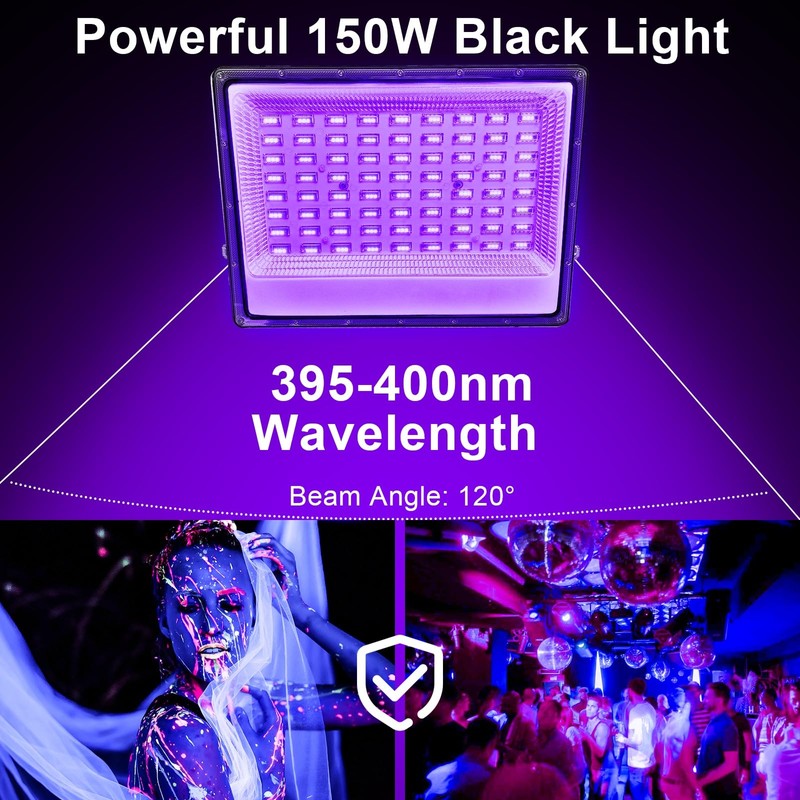 UV Black Light Spotlight 150 W, LED Black Light Lamp