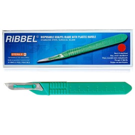 May Disposable Scalpel Blades Figure 20 with Plastic Scalpel Holder Individually Sterile Packed Pack of 10