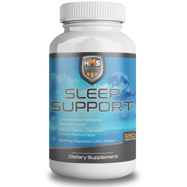 HMS Nutrition Sleep Supporting Supplement - Premium, Comprehensive Formula for Longer Rest - Melatonin, Magnesium, Chamomile and More for Nighttime Use - 2 Capsules Per Serving - 120 Count