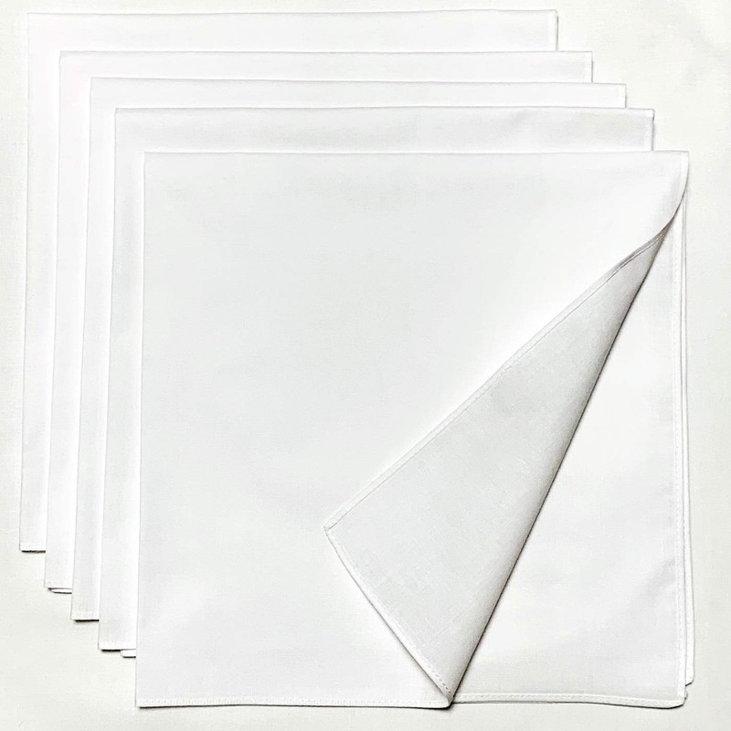 White Handkerchiefs, Plain, 20.9 inches (53 cm), Set of 3,