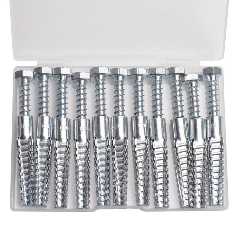 ZUYUEE 22PCS 1/2×2-3/8 in Screws and Wall Plugs Set,Concrete Anchors