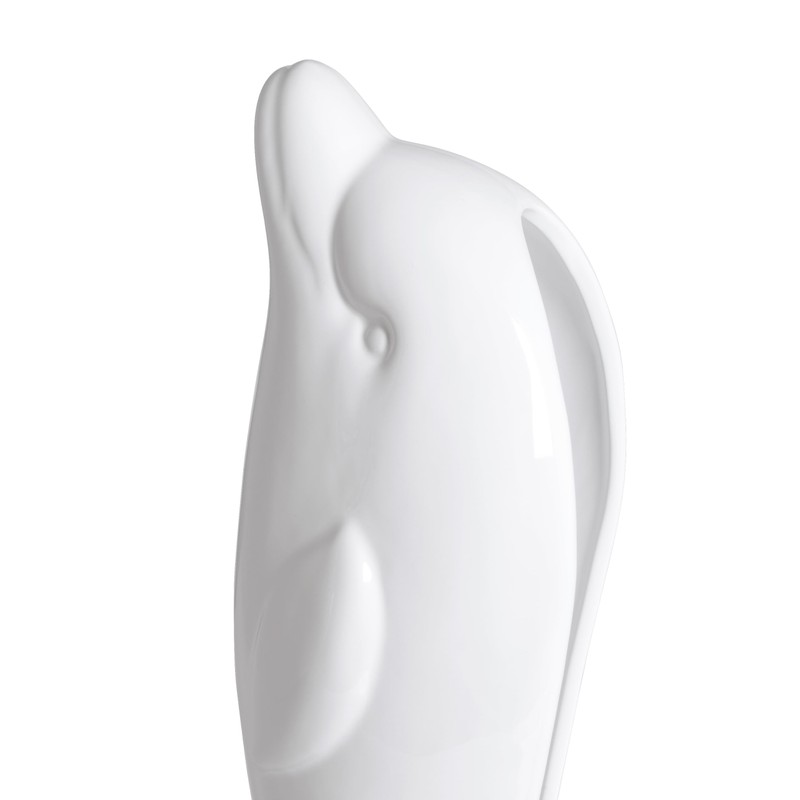 Dolphin Ceramic Toilet Brush Holder with Plastic Brush Set-White by