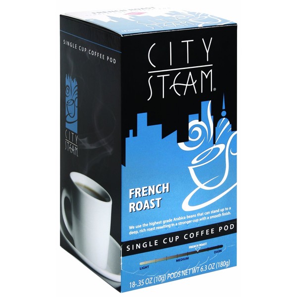 City Steam 17530 French Roast Single Cup Coffee Pods, 18-count