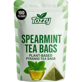 Tozzy Spearmint Tea - 100 Count | Pyramid Tea Bags (Plant-Based & Eco-conscious) | Pure Ingredients