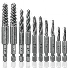 WORUIB 10pcs 1/4" Hex Shank Easy Out Bolt Extractor Damaged Screw Remover Set, 1#, 2#, 3#, 4#, 5# Sizes, Dual Head Design, High Speed Steel, Screw Extractor Set