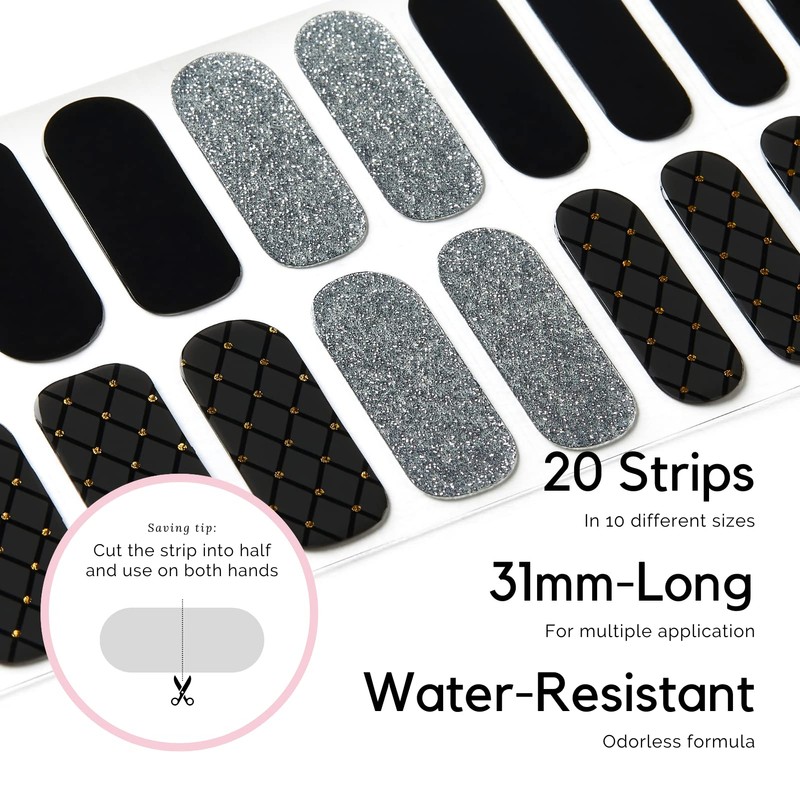NAILOG Semi-Cured Gel Nail Strips, 20 Strips, Long Lasting, Salon-Quality,