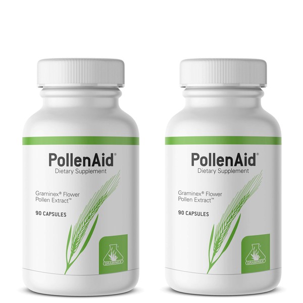Graminex PollenAid Prostate Supplement: All Natural Prostate Support for Bladder Control & Urinary Tract Health, Rye Pollen Extract Made in USA to Help Boost Urinary Flow, 90 Caps (Pack of 2)
