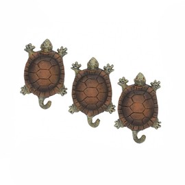 Garden Turtles Wall Hooks Hangers Cast Iron Antique Finish - Set of 3