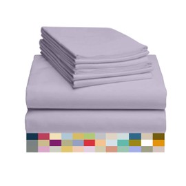 LuxClub 6 PC Sheet Set Bamboo Sheets Deep Pockets 18" Eco Friendly Wrinkle Free Sheets Machine Washable Hotel Bedding Silky Soft - Lavender Full