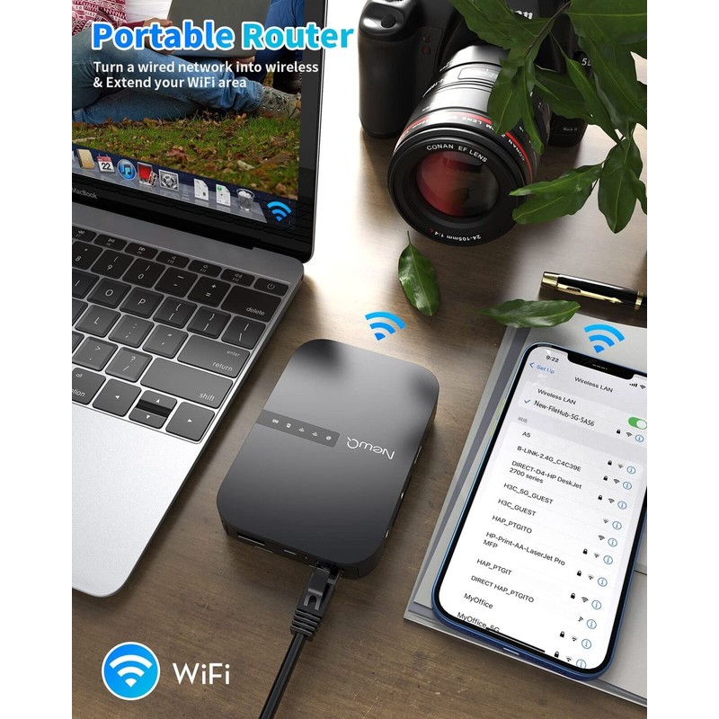 NewQ Filehub AC750 Travel Router: Portable Hard Drive SD Card