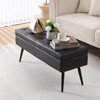 CUYOCA Storage Ottoman Bench, 40" Faux Leather Tufted Entryway Bench,