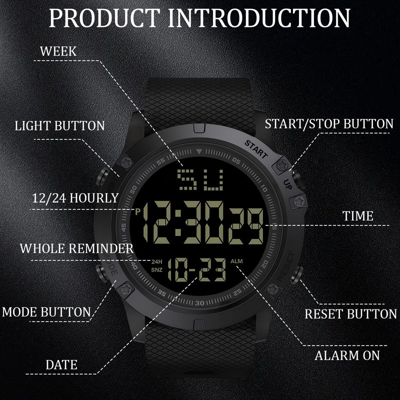atnayo Referee Watch, Digital Waterproof Wrist Stopwatch with Whistle for