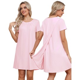 Tfovorlein Hospital Gowns For Women Open Back Post Shoulder Surgery Gowns Shirts Open Back Tear Away Dress Pink L