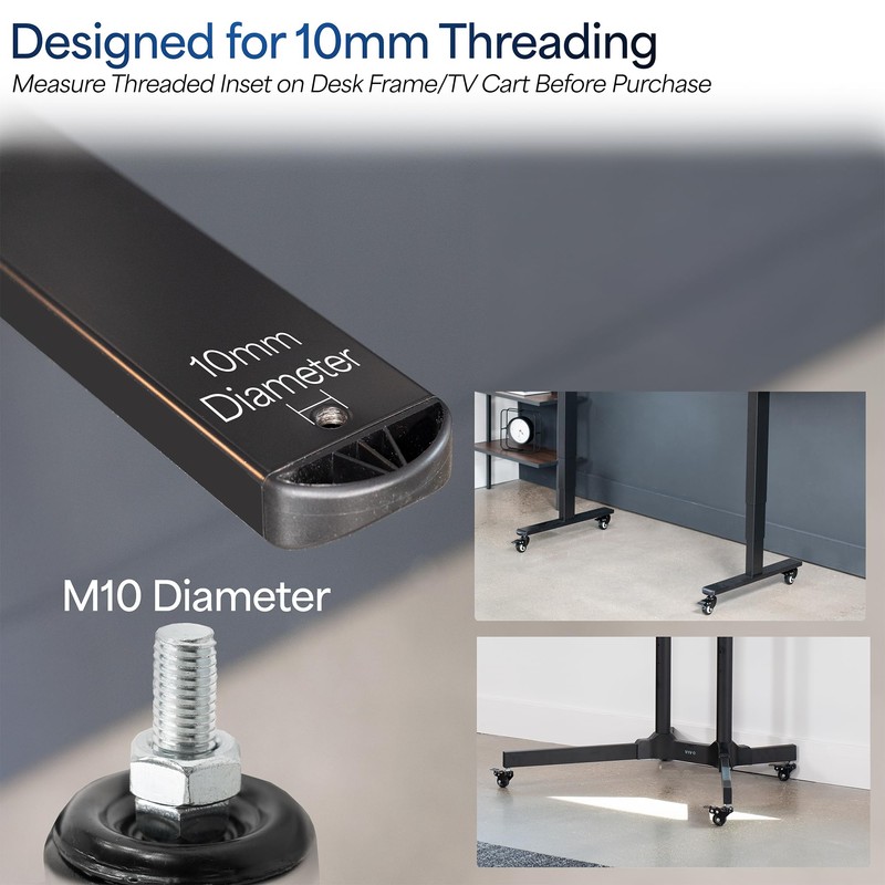VIVO 2 inch M10 Threaded Locking Casters, Heavy Duty Replacement