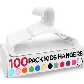 Utopia Home Kids Hangers 100 Pack - Plastic Baby Hangers for Closet - Childrens Hanger for Clothes & Infant Hanger for Closet - for Everyday Standard Use (White)
