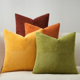 Topfinel Cushion Cover 50 x 50 cm, Set of 4 Autumn Cushion Covers, Yellow Orange Cushion, Aesthetic Windmill Shape, Cord Cushion Cover, Sofa Cushion, Decorative Cushion Covers for Living Room