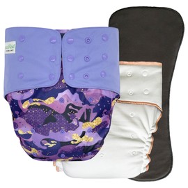Adult Nighttime Diaper Set - Day or Night Incontinence Protective Briefs for Special Needs Teens, Men and Women (Small, Purple Camo)