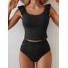 Eomenie Tankini Swimsuits for Women Ruched Tummy Control Bathing Suits