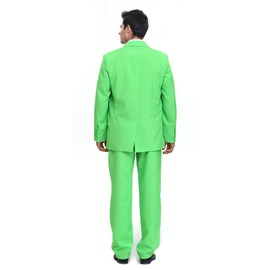YOU LOOK UGLY TODAY Mens Party Suit Solid Color Jacket Costume Leisure Suit for Holiday Party with Tie & Pants (Green S)
