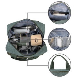 Funtlend Women's Cosmetic Bag Cord Toiletry Bag Women's Cosmetic Bag with Many Compartments Cord Toiletry Bag Cosmetic Bag Travel Toiletry Bag Wash Bag for Travel Girls Women, beige