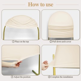 Ledido Wedding Arch Backdrop Cover 6FT Arch Covers Fitted Stretchy Spandex Round Top Stand Backdrop Cover for Wedding Banquet Ceremony Birthday Party Baby Shower Event Decoration,Beige