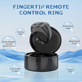 Fingertip Wireless Bluetooth Remote Control, Fingertip Remote Control,Fingertip Remote Control Ring,Remote Control App Page Turner (Black)