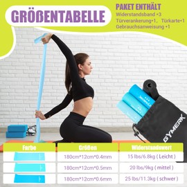 GYMERK Fitness Bands Set of 3, Exercise Band with 3 Resistance Levels, Fitness Band with Door Anchor, Carry Bag and Exercise Instructions (English language not guaranteed), Ideal for Yoga, Pilates,