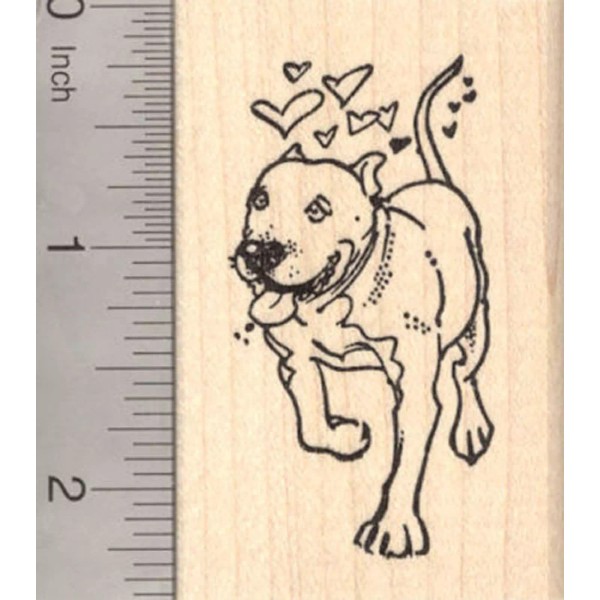 RubberHedgehog Loving Pit bull terrier dog rubber stamp, Valentine's Day