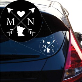 Minnesota Love Cross Arrow State MN Decal Sticker for Car Window, Laptop and More. # 1088 (4" x 4", White)
