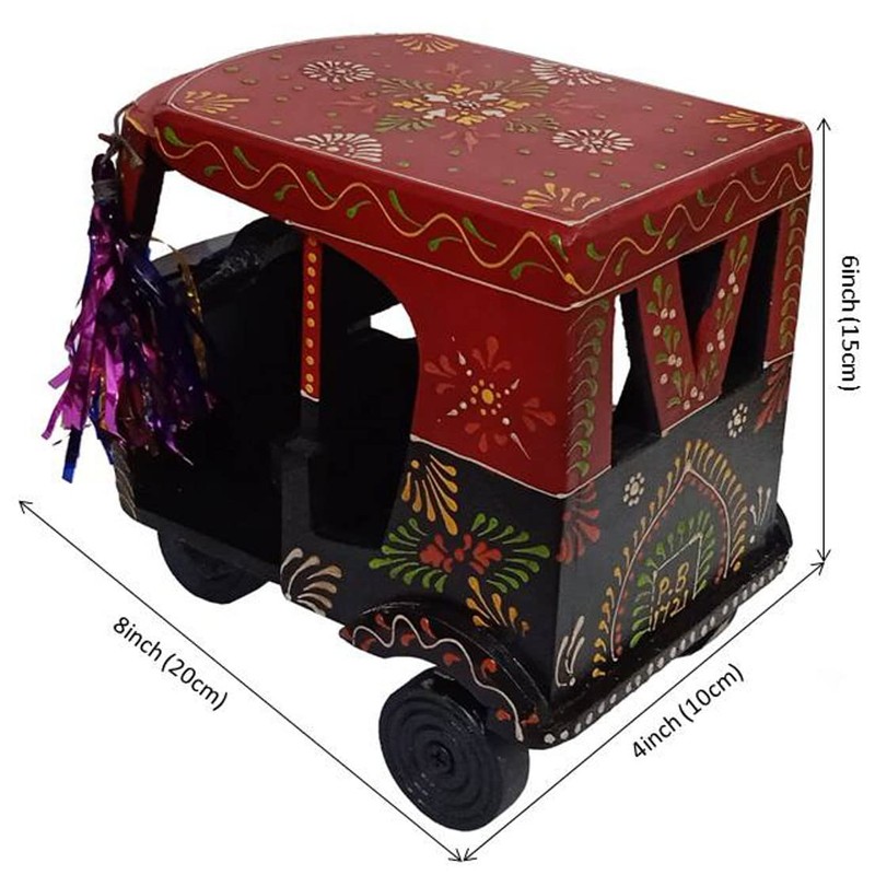 Purpledip Auto01 Indian Car Rickshaw Tuk Tuk-Tuck: Decorative Handmade Accent