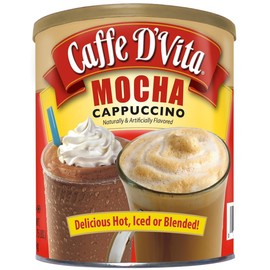 Caffe D'Vita Mocha Cappuccino - Instant Coffee Powder Mix, Gluten Free, No Cholesterol, No Hydrogenated Oils, No Trans Fat, 99% Caffeine Free, Mocha Mix - 60 Oz