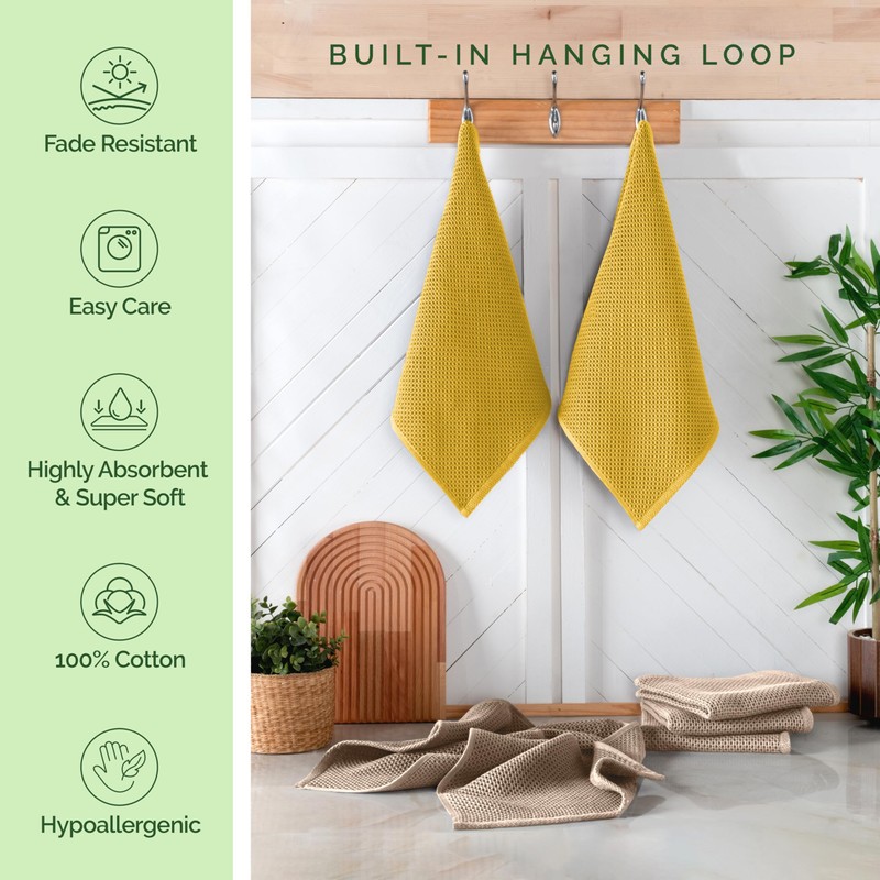 Elegant Comfort 100% Turkish Cotton 6-Pack Waffle Premium Kitchen Towels