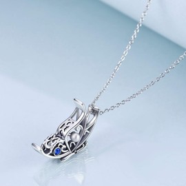 AOBOCO Sterling Silver Butterfly Necklace with Blue Crystals from Austria Butterfly Pendant Jewellery Anniversary Birthday Gifts for Women Girls Her Daughter Wife