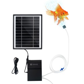 QCBF 5W solar aerator for pond, 3 operating modes, large capacity battery included, 2 bubble stones, solar air pump for fish pond hydroponics