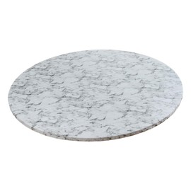 Fenteer Round Fitted Tablecloth with Flannel Backing, Waterproof Wipeable Table Cover Elastic Edge, Luxury White Marble Pattern, for Round Tables, 100 to 110cm