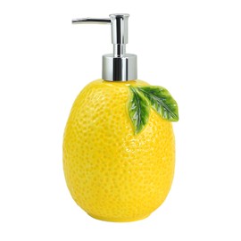 Colias Wing Fruit Shaped Soap Dispenser with Plastic Pump, Refillable Lotion Soap Bottle, Lotion Bottle, Hand Soap Dispenser, Home Decoration-Lemon