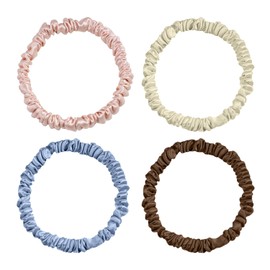 4 Pieces Of Silk Hair Ties, Women'S Hair Ties, Ponytail Holder, Simple And Fashionable Headwear, Solid Color Rubber Bands, Mulberry Silk Headband