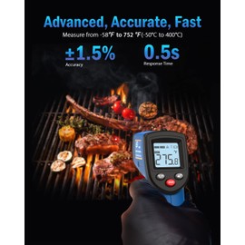 Benetech Infrared Thermometer Laser Temperature Gun, Digital Surface Heat Temp Gun Non-Contact for Cooking Food, Pizza Oven, Griddle Meat, Refrigerator, HVAC, Grill, Engine -58℉~752℉