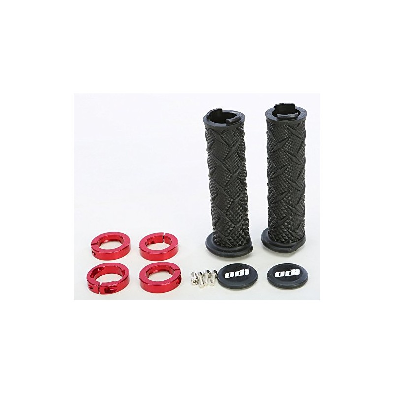 ODI X-Treme Lock-On ATV Hand Grips - Black/Red Clamps/One Size