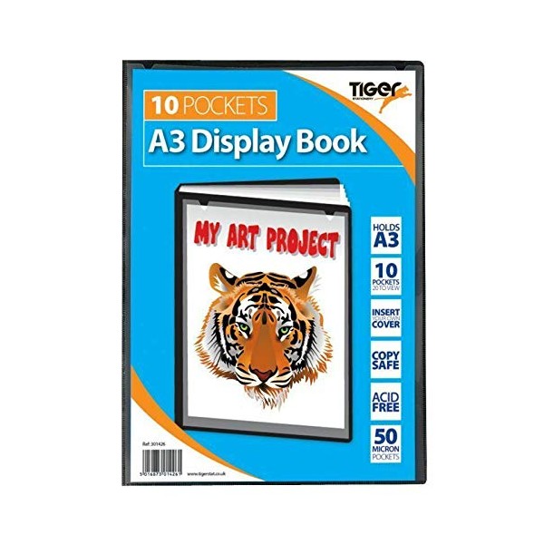 Tiger Presentation Display Book A3 10 Pockets Black Folio