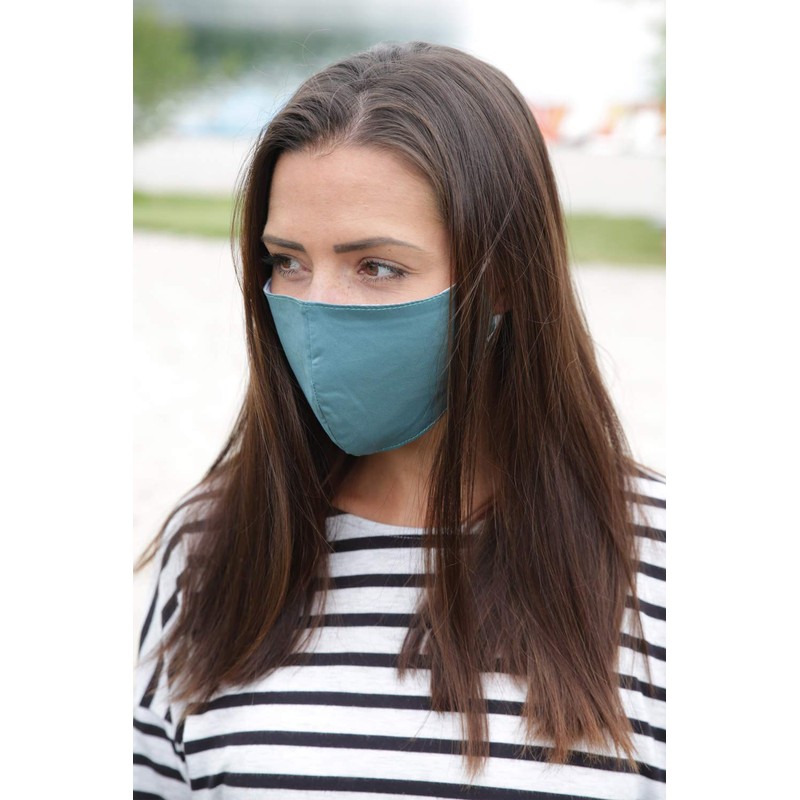 styleBREAKER Unisex Cotton Fabric Mask, Plain, Double Layer, Reusable, Washable,