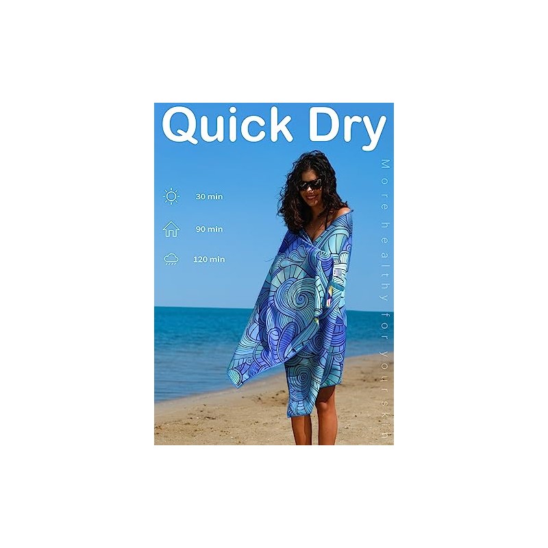 Widdonen Compact Microfiber Beach Towel - Quick Dry Sand Free