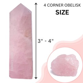 Rose Quartz, Crystal Towers, Natural Healing, Obelisk, Reiki Healing, Crystal Grid, Single Point, Reiki Chakra, Meditation Therapy, Crystal Wands, Crystal Points, (3-4 Inch), 4 Faceted, Karma's Gems