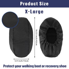 2 Fundas de Botas de Caminar Cubierta de Zapatos de Recuperación Cubiertas de Soporte de Pie Antideslizantes Reutilizables Cubierta de Lluvia de Escayola Impermeable (Negro, X- L)